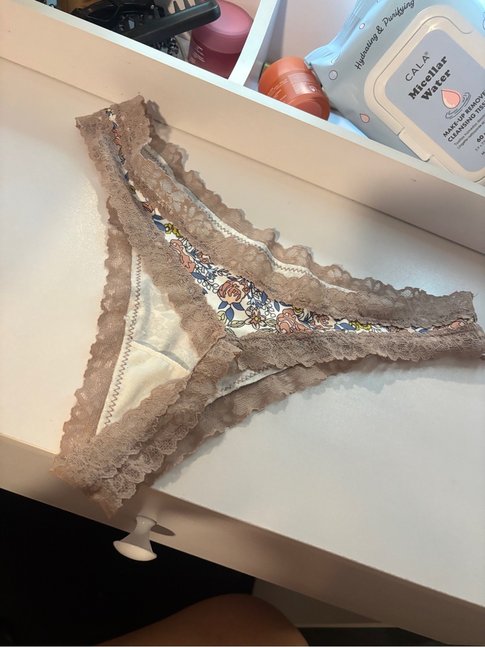 Victoria's Secret Taupe Lace Floral Bikini Panty